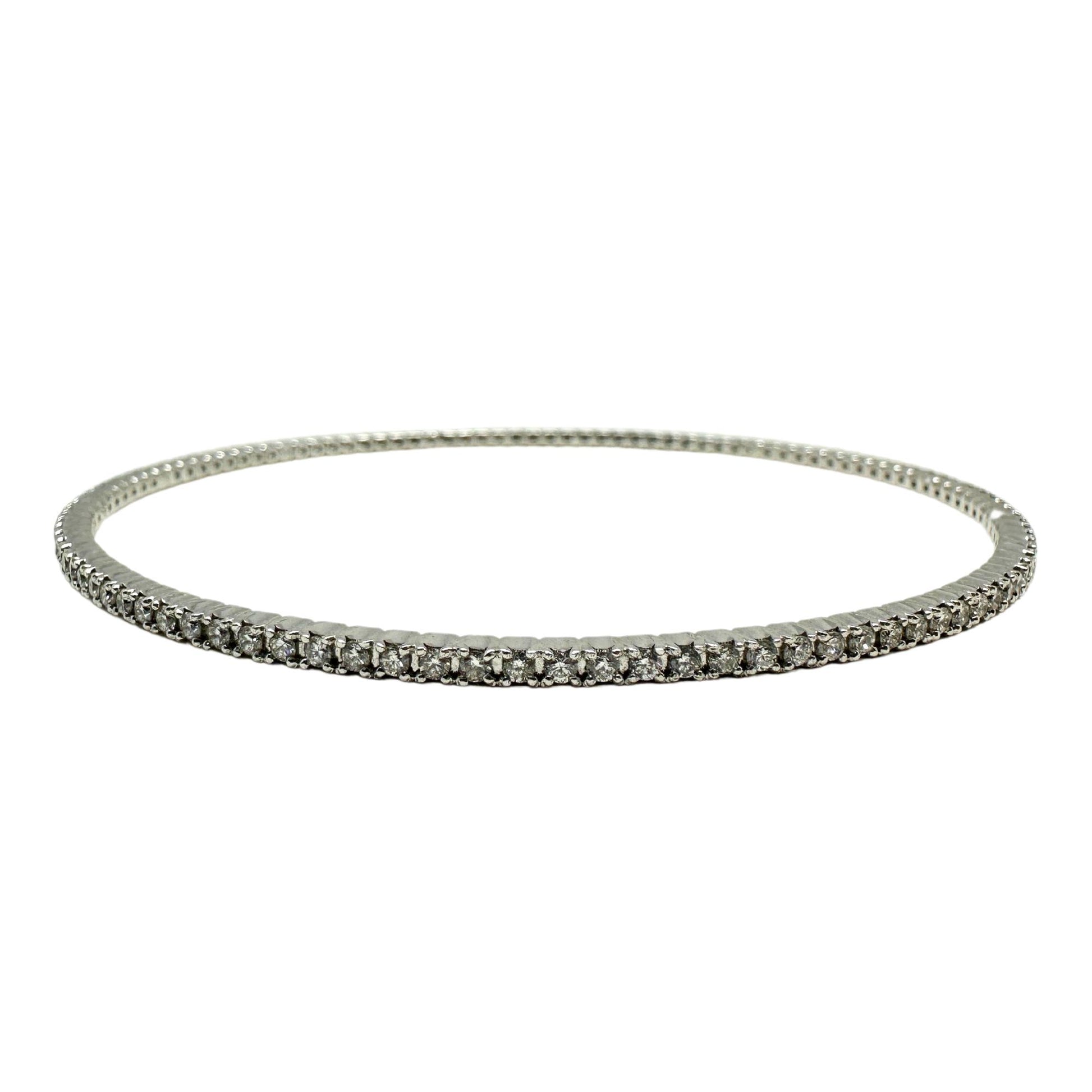 14K White Gold Diamond Bangle