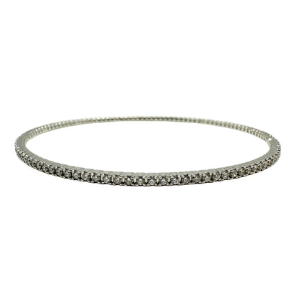 14K White Gold Diamond Bangle