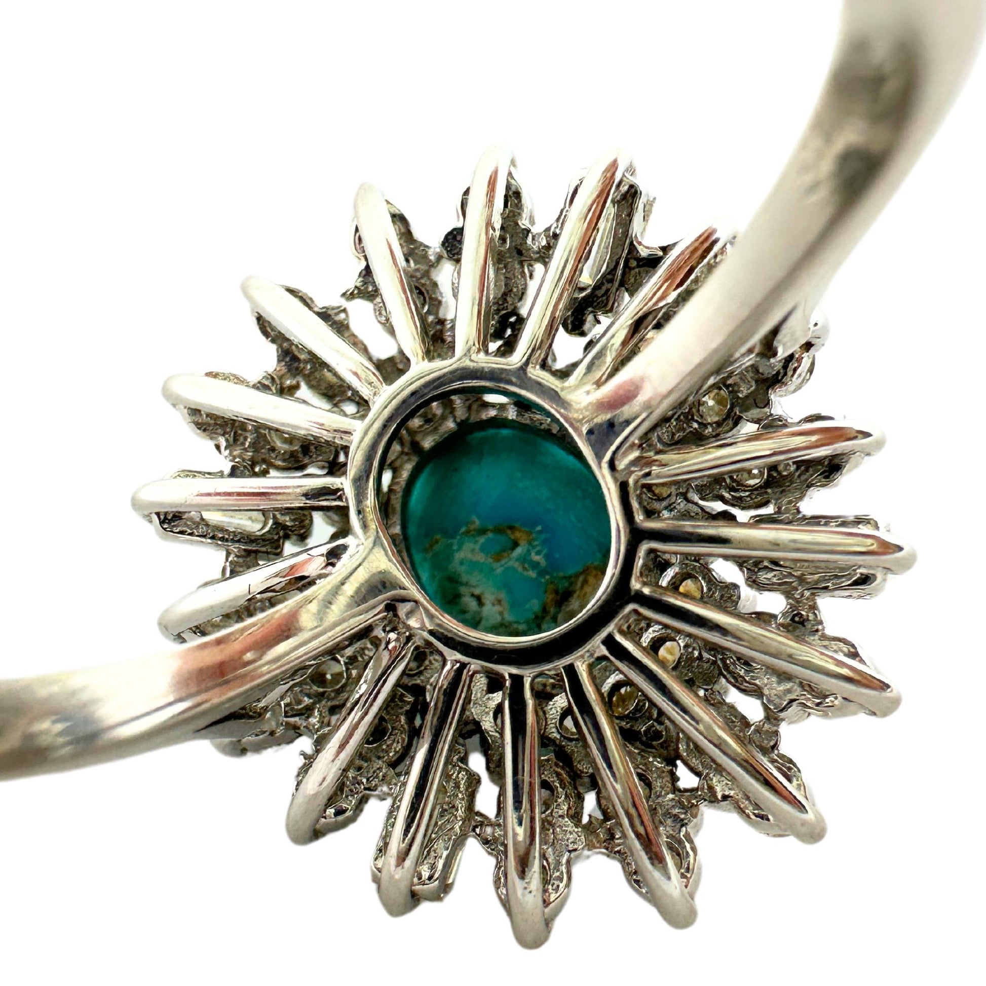 18k White Gold Diamond and Persian Turquoise Cluster Ring