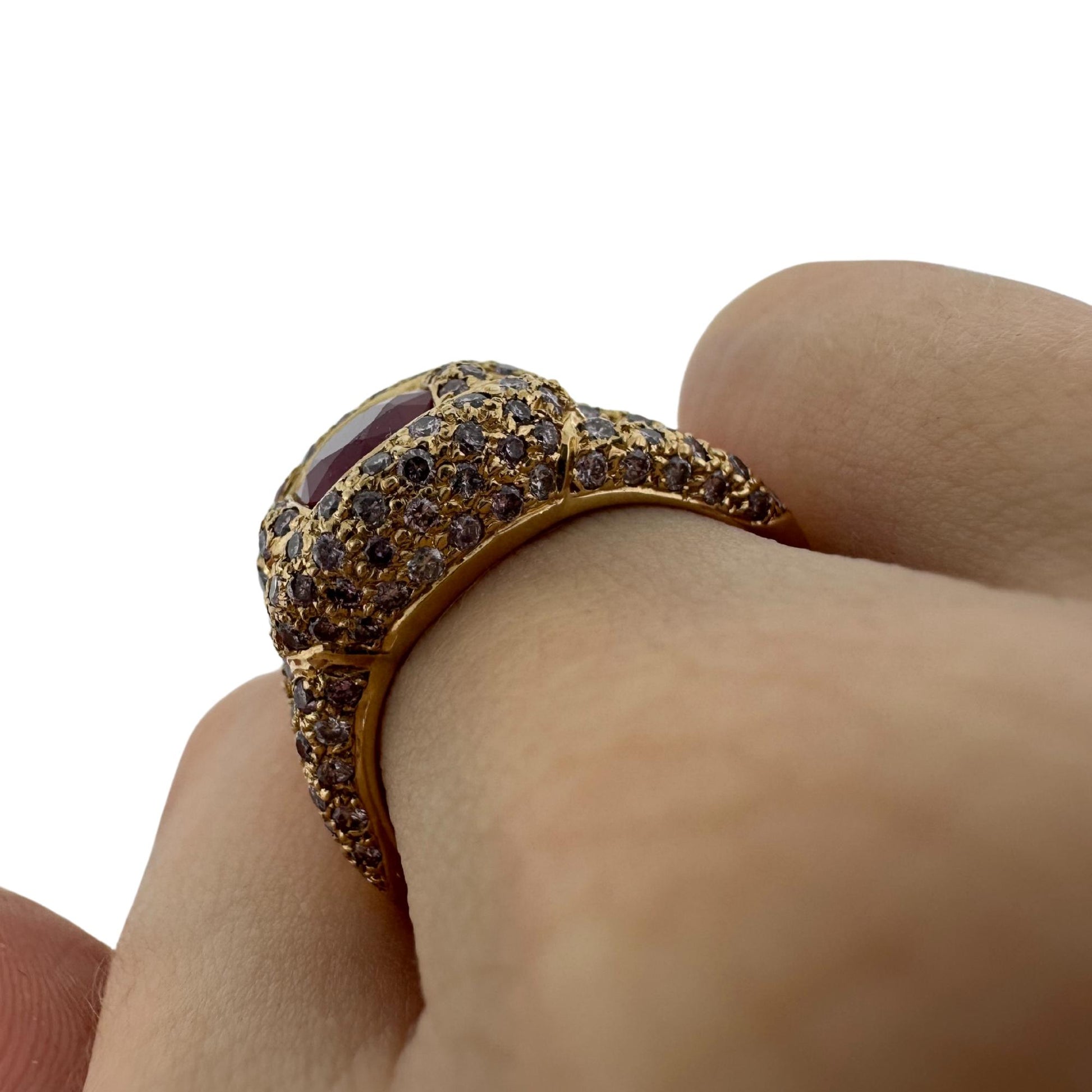 18K Rose Gold Diamond and Ruby Ring