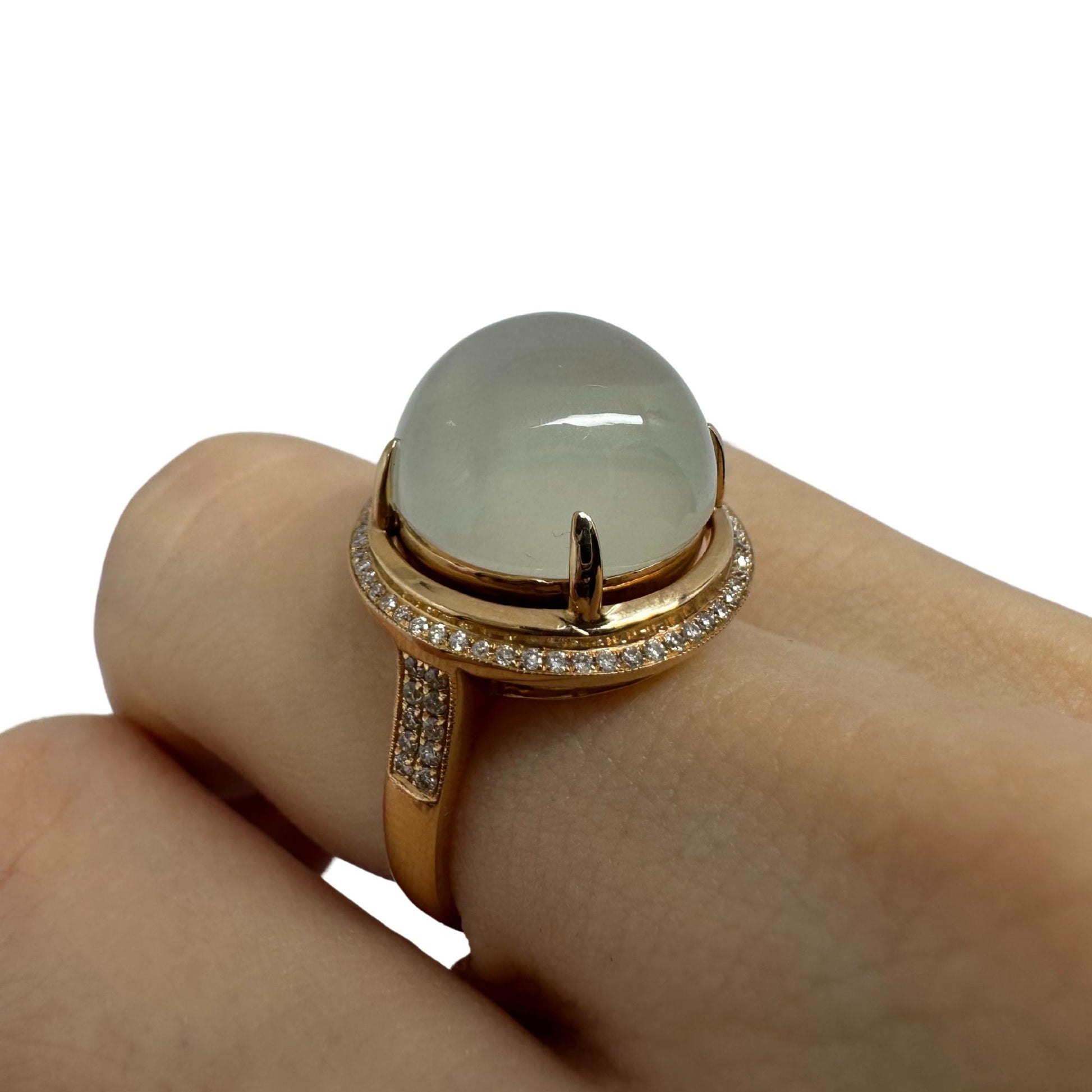 18K Rose Gold Diamond and Moonstone Cocktail Ring