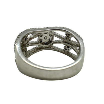 18K White Gold Diamond Wide Band Ring