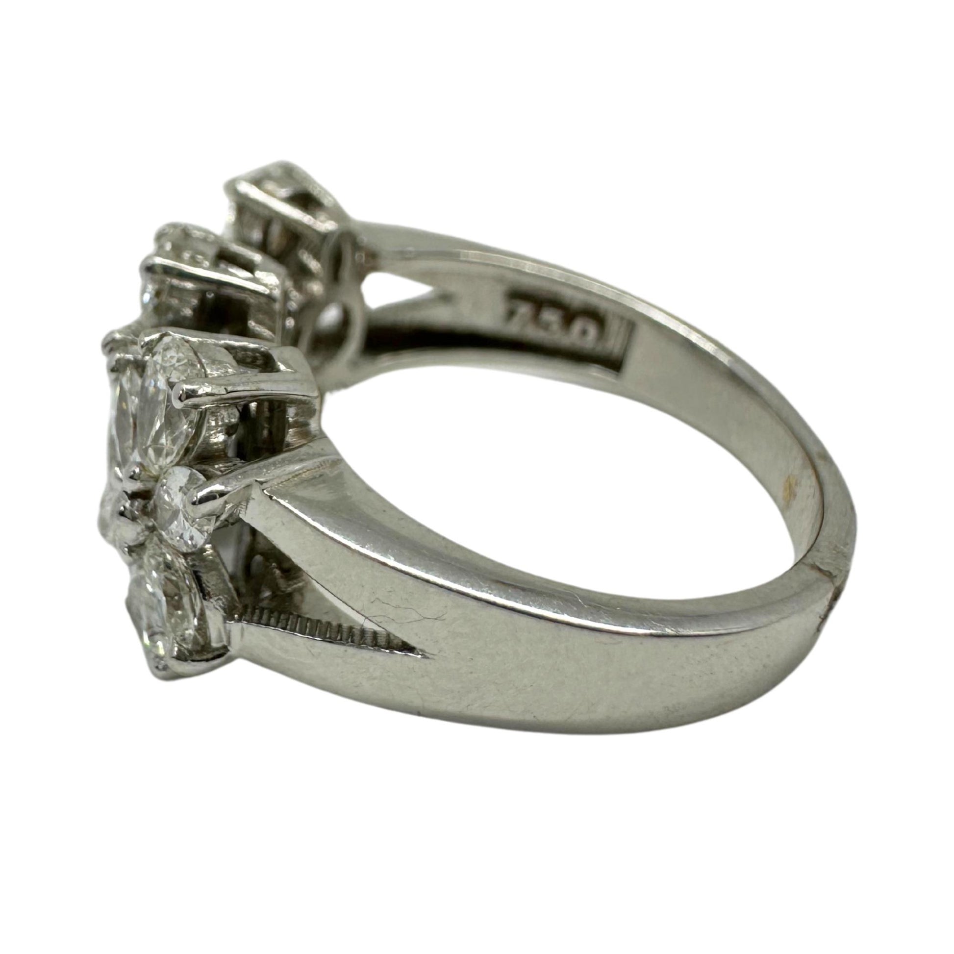 18K White Gold Marquise and Pear Cut Diamond Band Ring