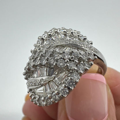 18K White Gold Tapered Baguette Cut Diamond Ring