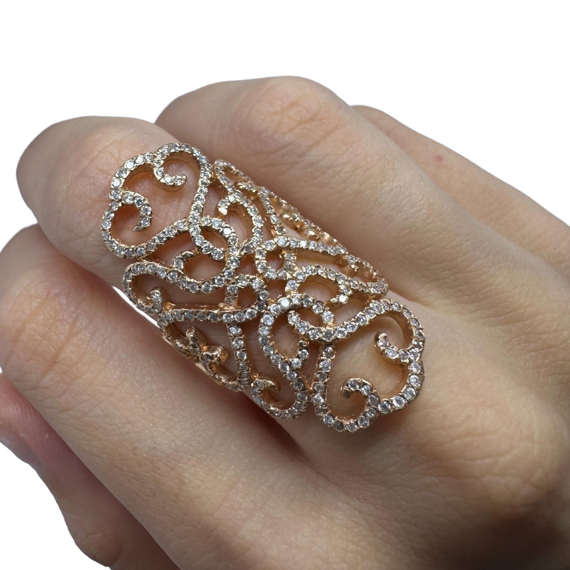 14K Yellow Gold Diamond Wide Band Ring