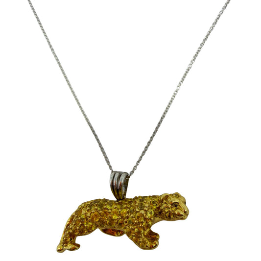 18K Yellow Gold Yellow Sapphire and Diamond Panther Pendant Necklace
