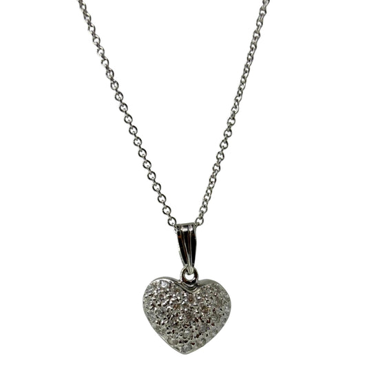 18K White Gold .58 Carat Diamond Heart Pendant Necklace