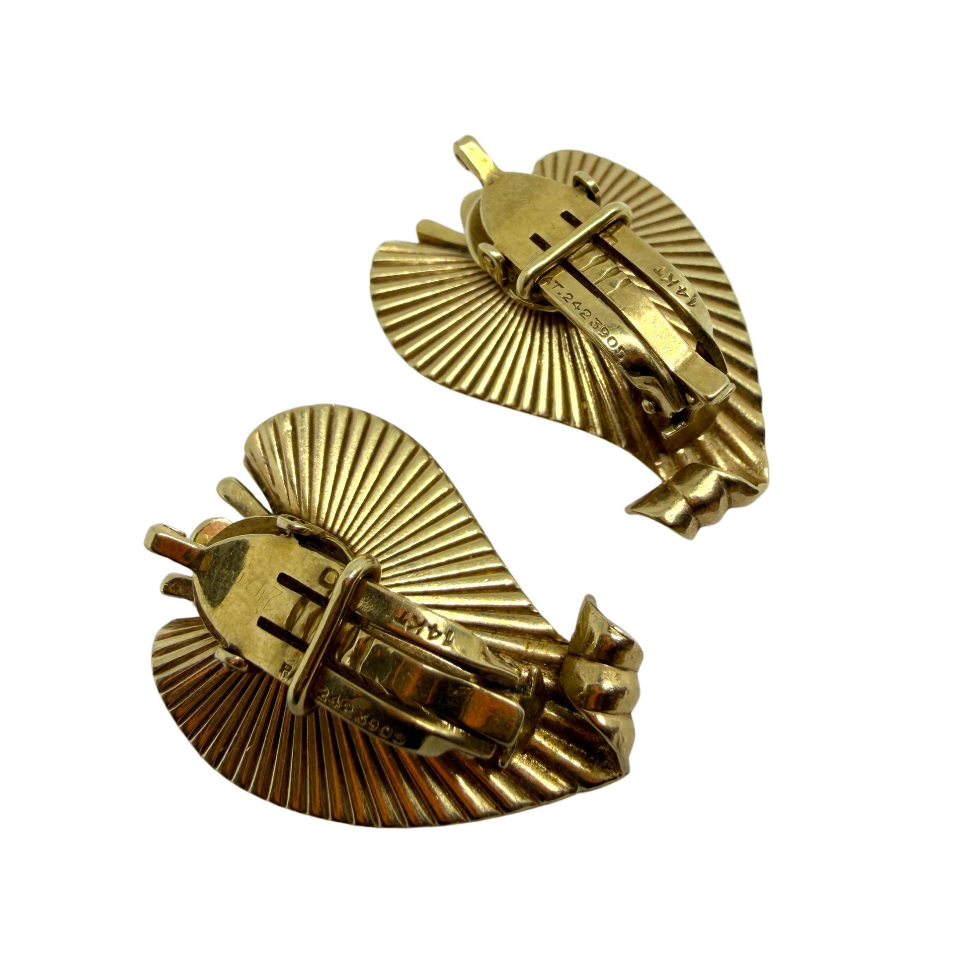 Vintage 1960's 14K Yellow Gold Ear Clips