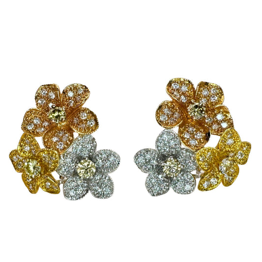 18k Diamond Floral Earrings