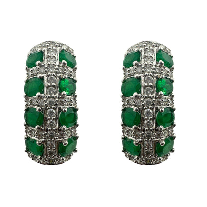 18K Diamond and Emerald Earrings