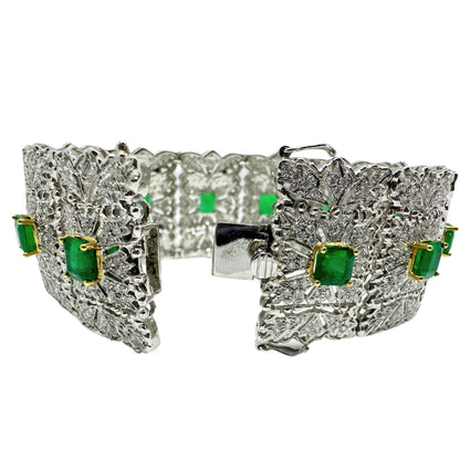 18K Diamond and Emerald Bracelet