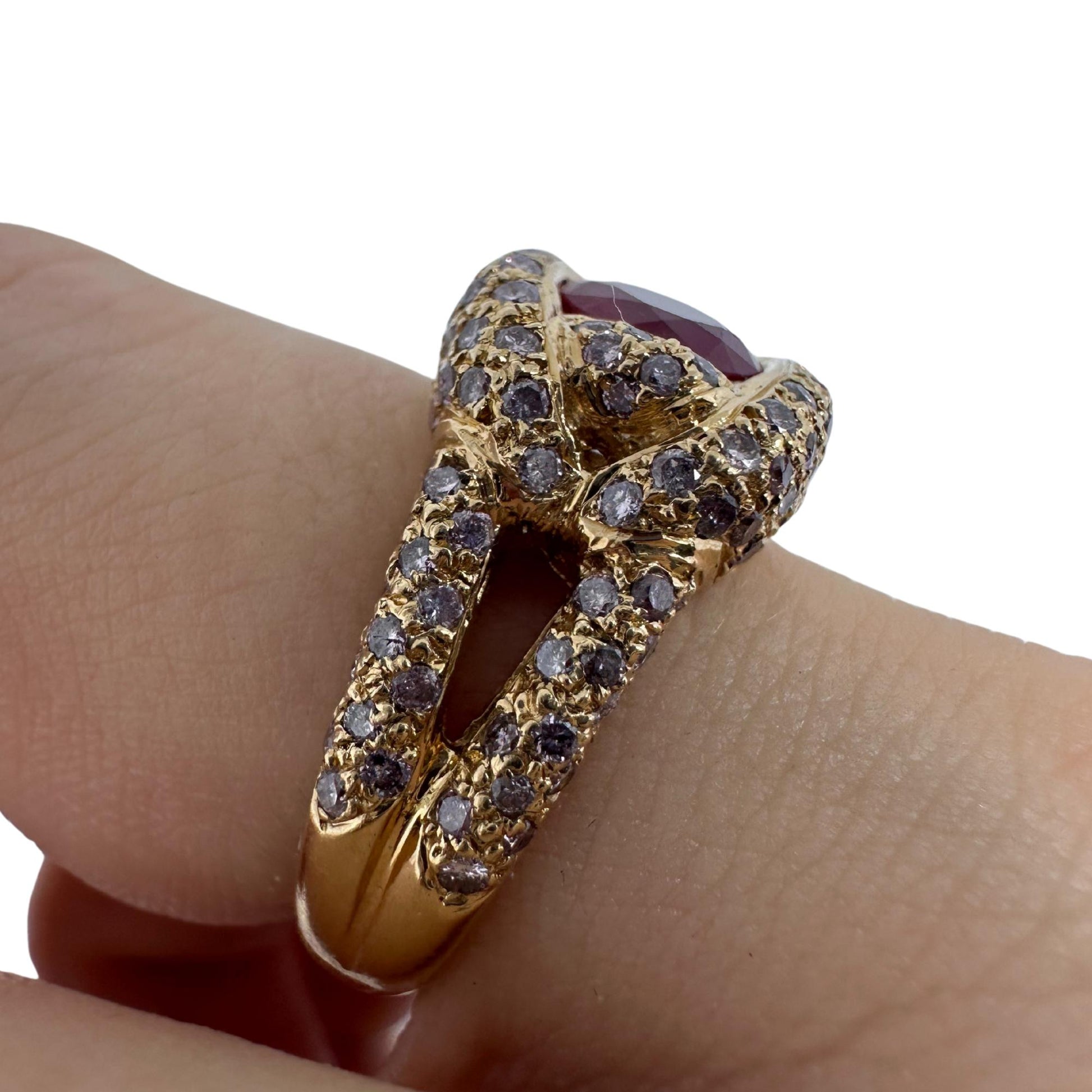 18K Rose Gold Diamond and Ruby Ring
