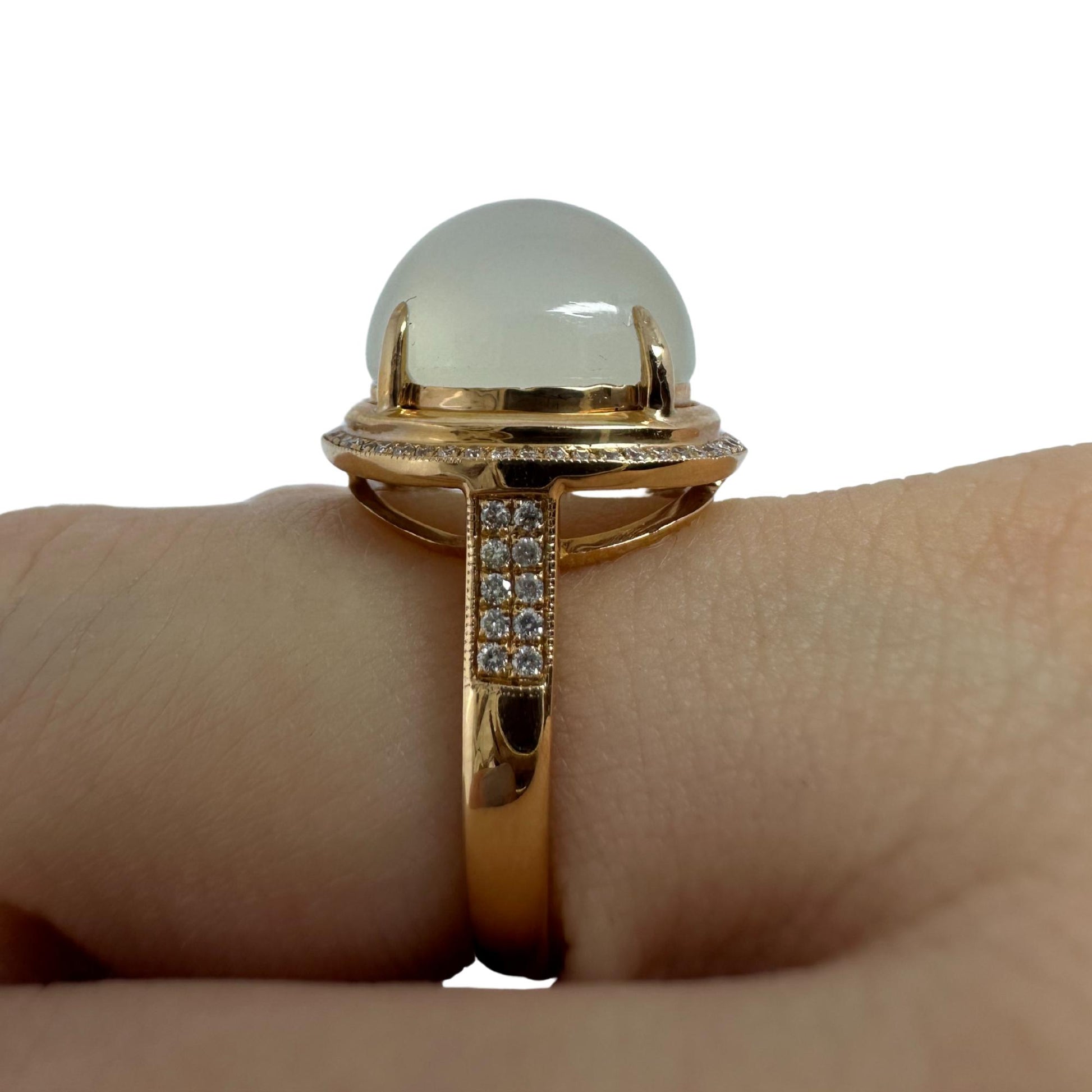 18K Rose Gold Diamond and Moonstone Cocktail Ring