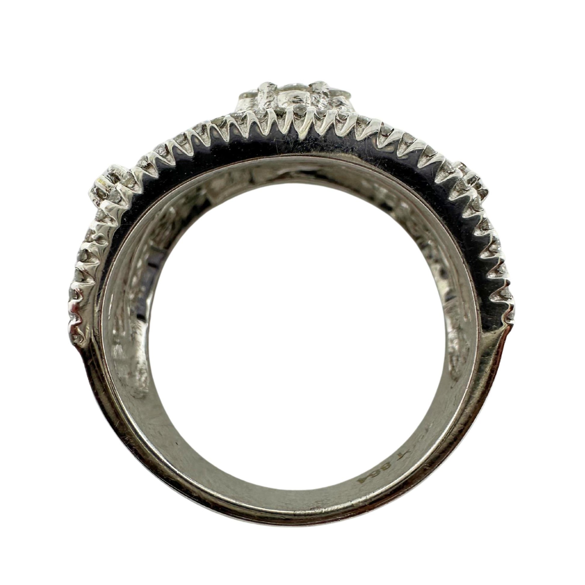 18K White Gold Diamond Wide Band Ring