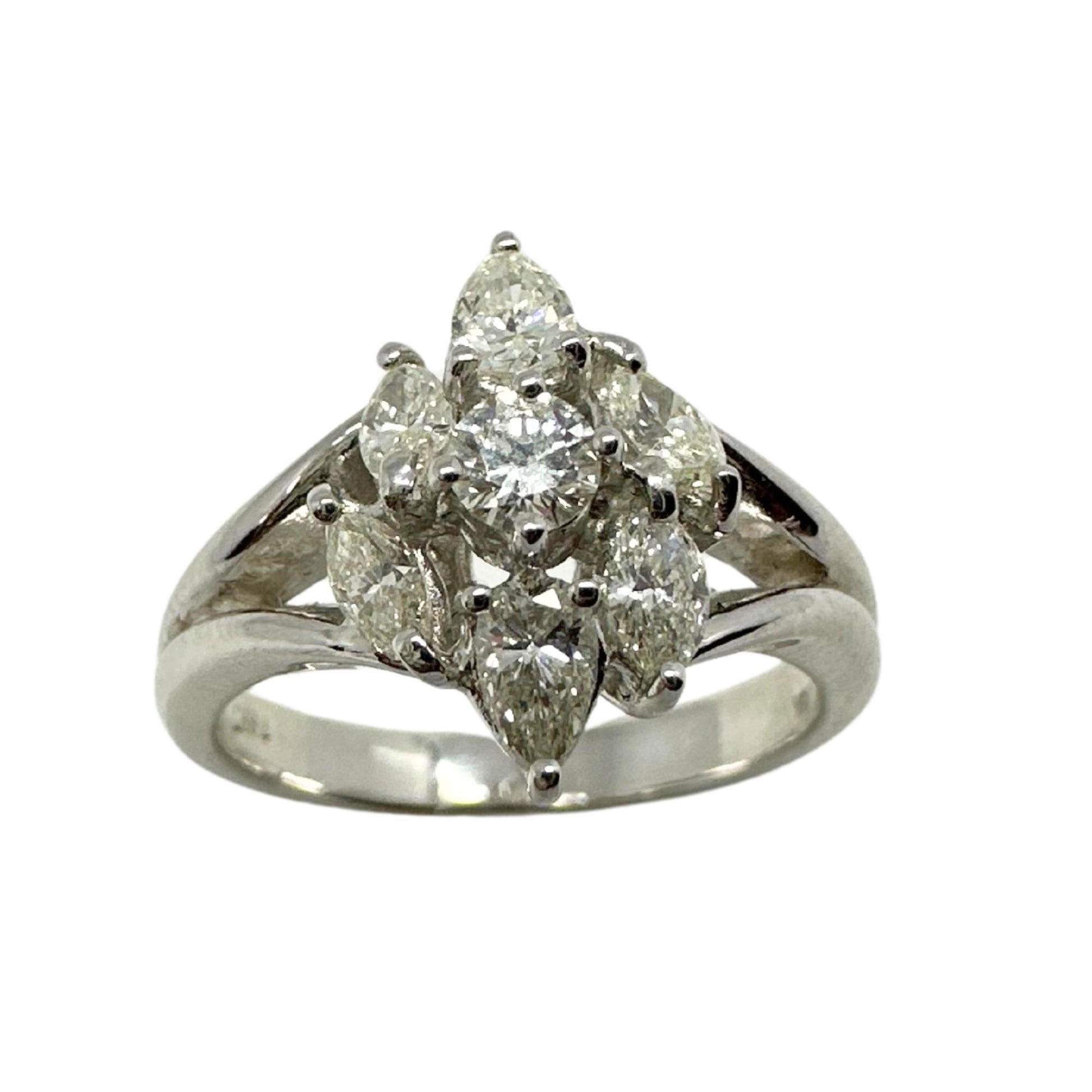 18K White Gold Marquise and Pear Cut Diamond Ring