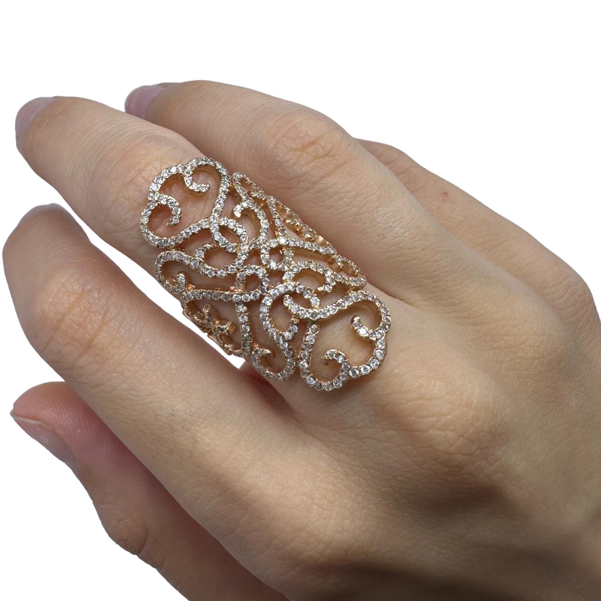 14K Yellow Gold Diamond Wide Band Ring