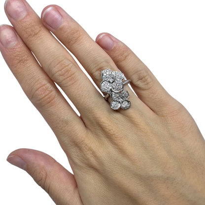 18K White Gold Diamond Flower Cocktail Ring