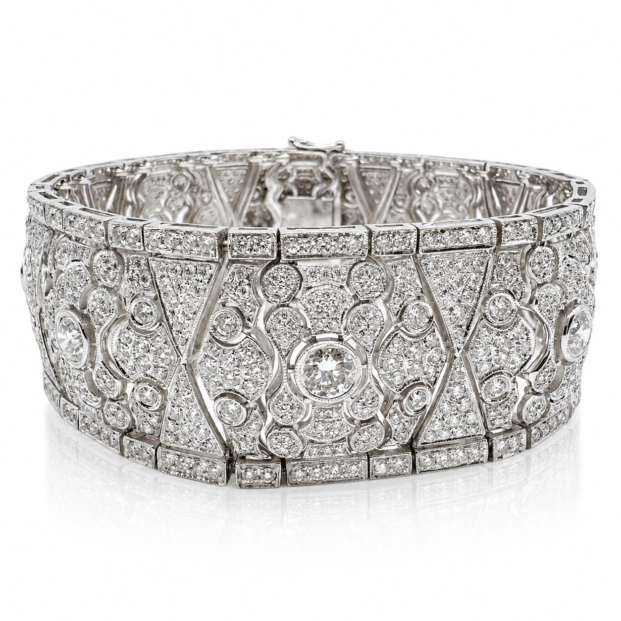 18K White Gold 10.60 Carat Diamond Bracelet - 7 inches