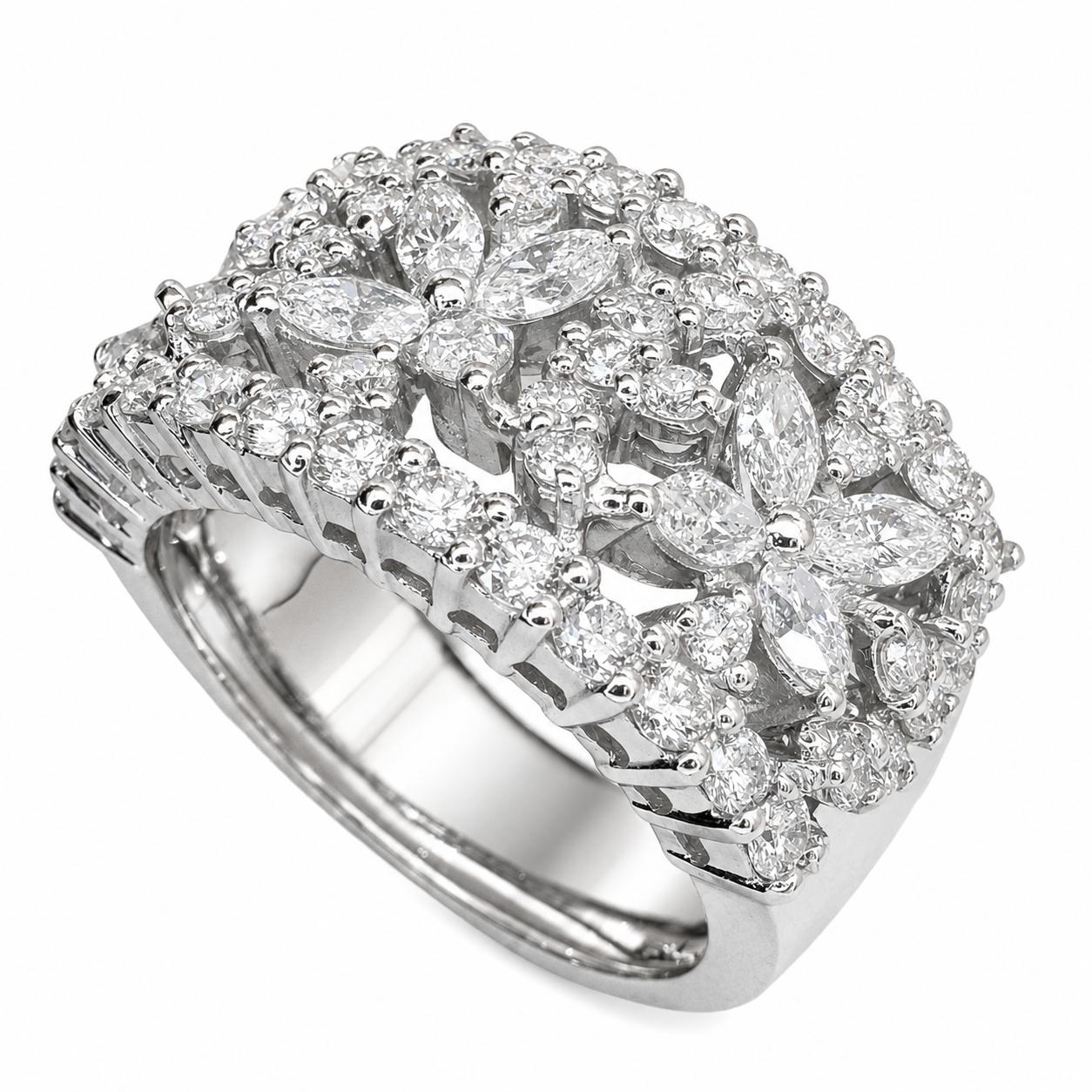 18K 2.14 Carat Diamond Wide Band Ring