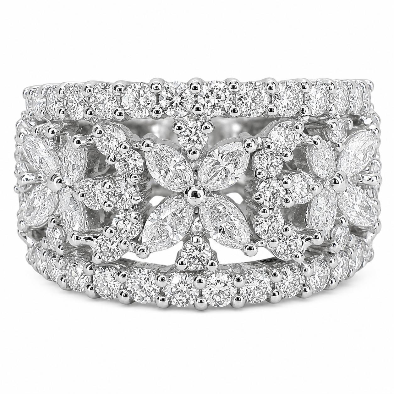 18K 2.14 Carat Diamond Wide Band Ring