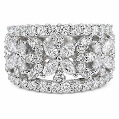 18K 2.14 Carat Diamond Wide Band Ring