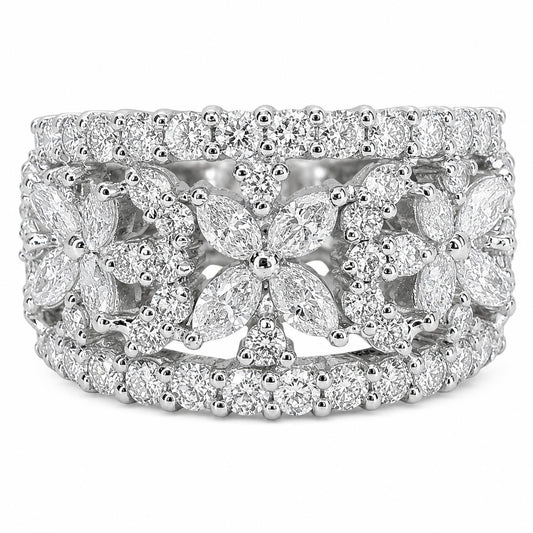 18K 2.14 Carat Diamond Wide Band Ring