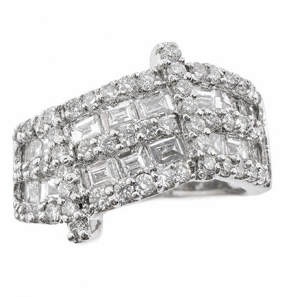18K White Gold 1.73 Carat Baguette Cut Diamond Wide Band Ring