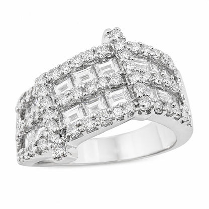 18K White Gold 1.73 Carat Baguette Cut Diamond Wide Band Ring