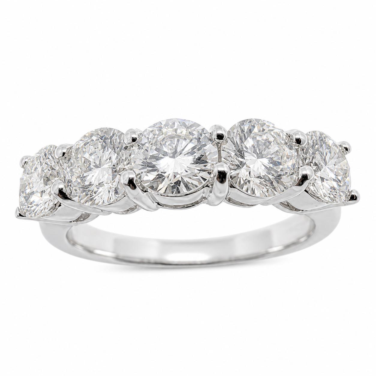 18K White Gold 1.51 Carat Diamond Five Stone Diamond Band Ring