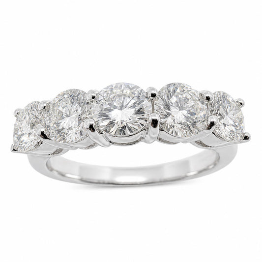 18K White Gold 1.51 Carat Diamond Five Stone Diamond Band Ring