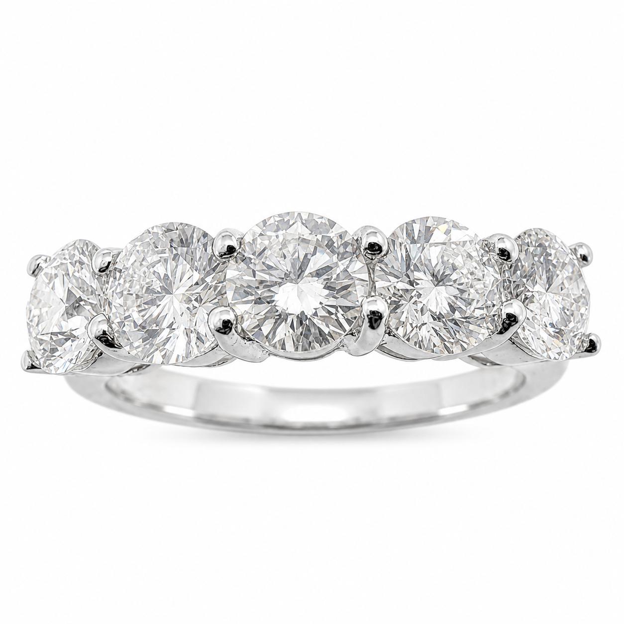 18K White Gold 1.51 Carat Diamond Five Stone Diamond Band Ring