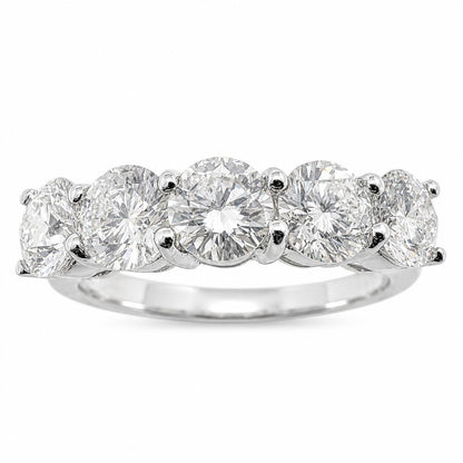 18K White Gold 1.51 Carat Diamond Five Stone Diamond Band Ring