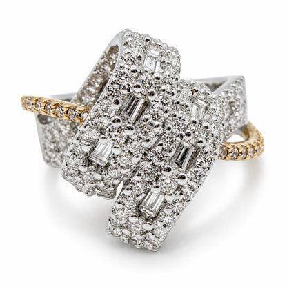 18K Two Tone 1.59 Carat Diamond Abstract Ring