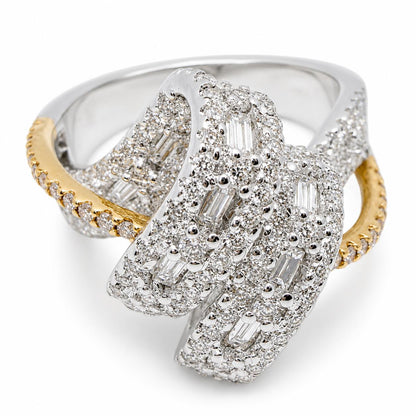 18K Two Tone 1.59 Carat Diamond Abstract Ring