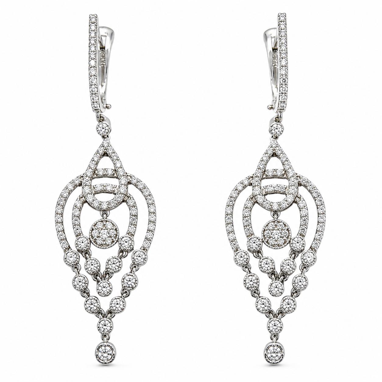 18K White Gold 1.40 Carat Diamond Chandelier Drop Earrings