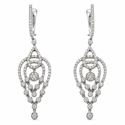 18K White Gold 1.40 Carat Diamond Chandelier Drop Earrings