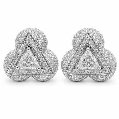 18K White Gold 1.30 Carat Trillion Cut Diamond Stud Earrings