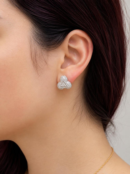 18K White Gold 1.30 Carat Trillion Cut Diamond Stud Earrings
