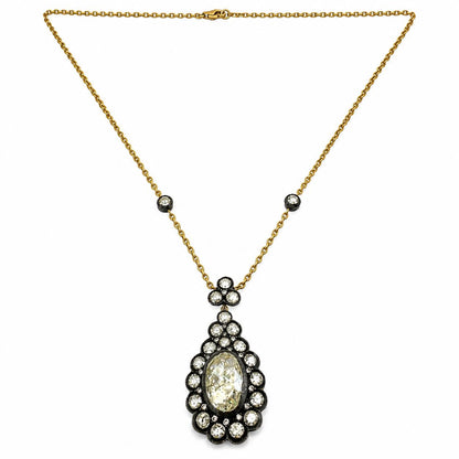 18k and Silver Top Rose Cut Diamond Necklace