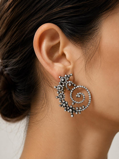 18K and Silver 3.68 Carat Rose Cut Diamond Earrings