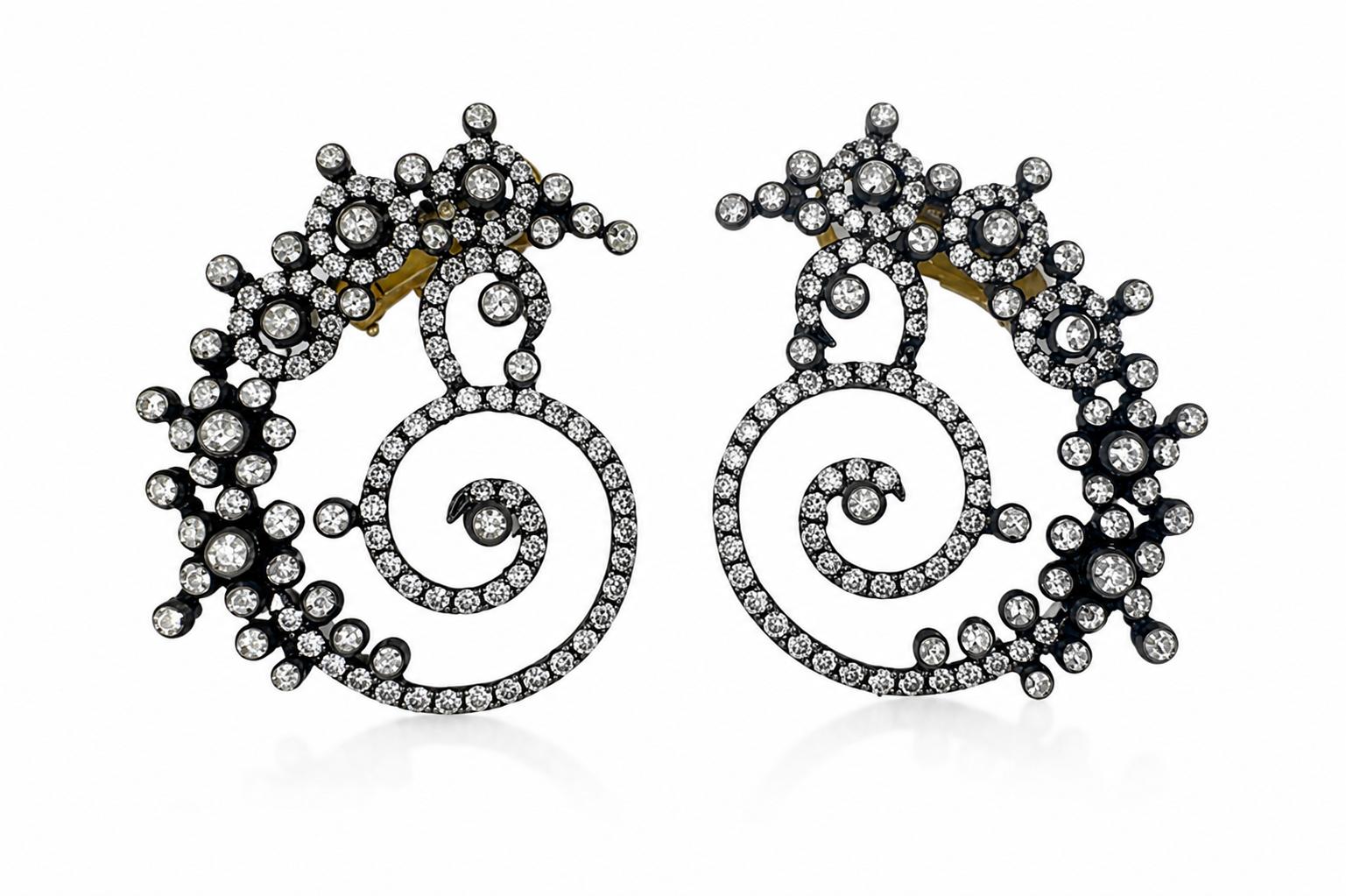 18K and Silver 3.68 Carat Rose Cut Diamond Earrings