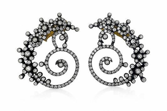 18K and Silver 3.68 Carat Rose Cut Diamond Earrings