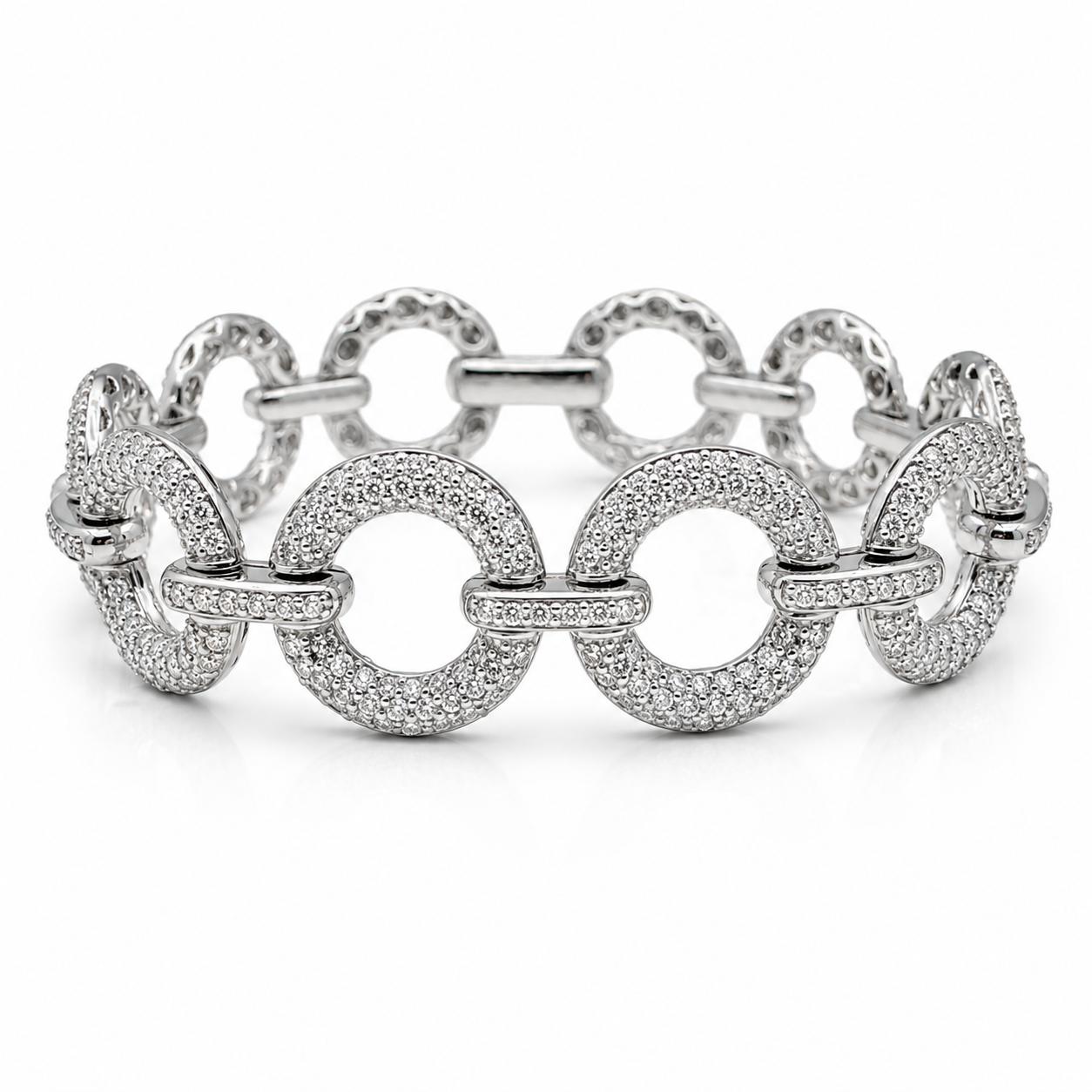 14K White Gold 6.01 Carat Diamond Link Bracelet - 7 inches