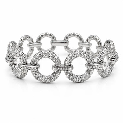 14K White Gold 6.01 Carat Diamond Link Bracelet - 7 inches