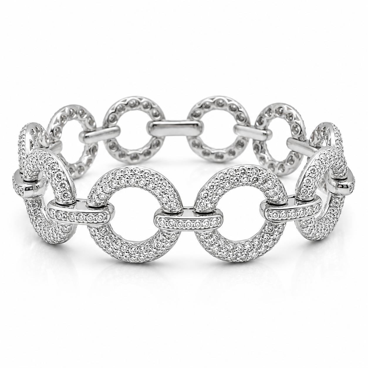 14K White Gold 6.01 Carat Diamond Link Bracelet - 7 inches