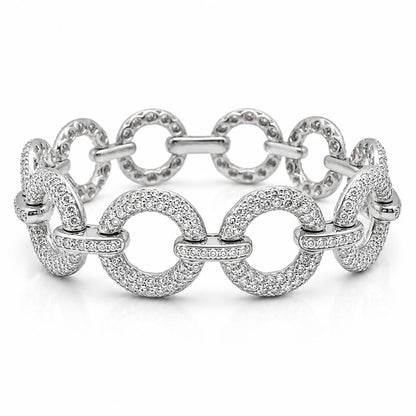 14K White Gold 6.01 Carat Diamond Link Bracelet - 7 inches