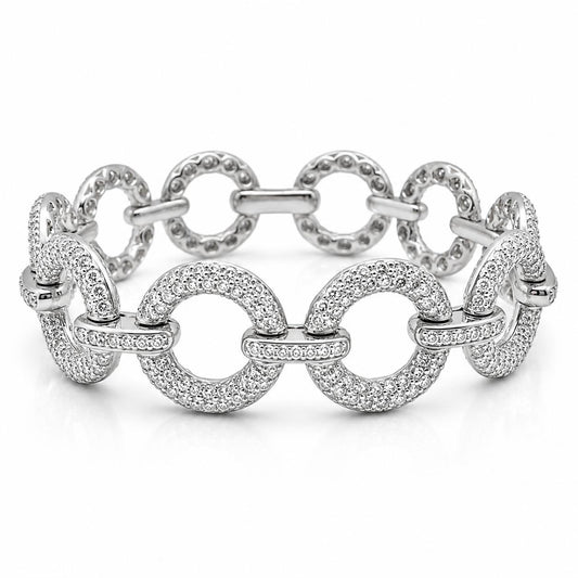 14K White Gold 6.01 Carat Diamond Link Bracelet - 7 inches