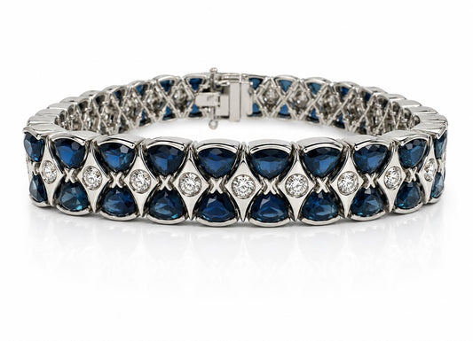 Bold  18K White Gold 24.95 Carat Sapphire and Diamond Bracelet