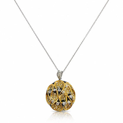 18k Two Tone .55 carat White and Brown Diamond Pendant Necklace