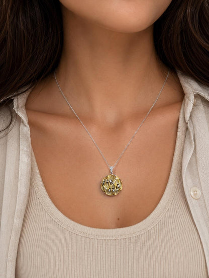 18k Two Tone .55 carat White and Brown Diamond Pendant Necklace